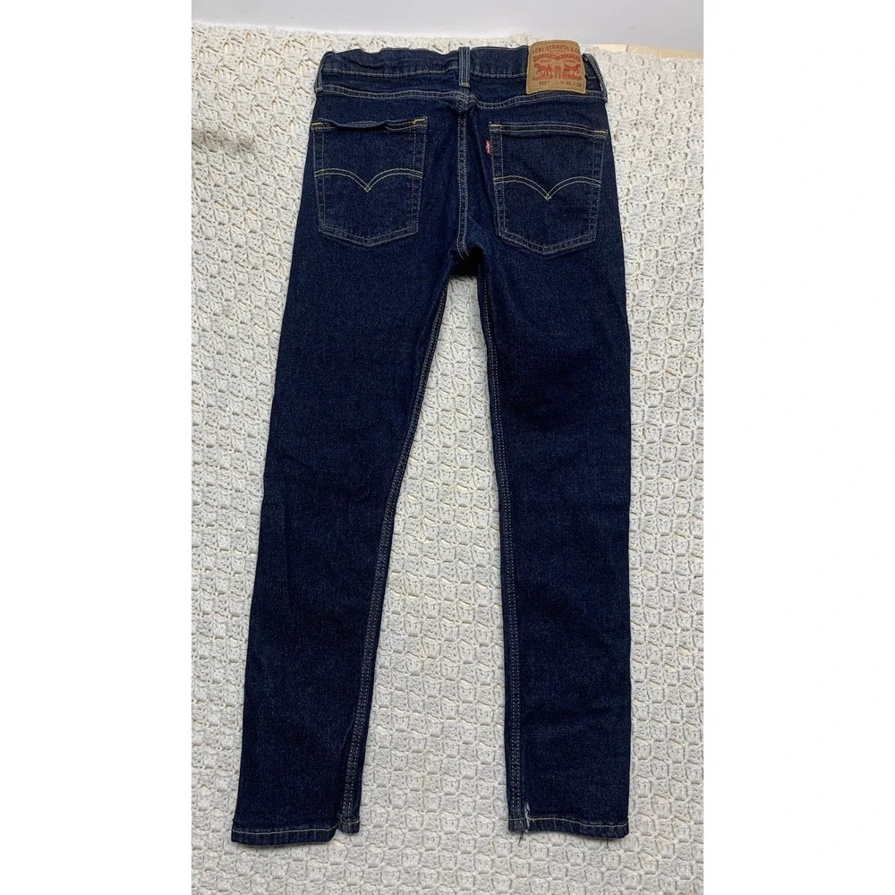 Levis 510 Jeans Mens Tag 31x32 Approx 30x29 Skinny Stretch Blue Leg OpeningFlaws